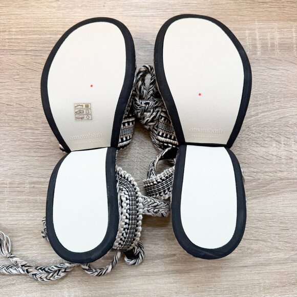 New Free People Amambiah Beatriz Wrap Platform Sandals Black Tan Cream 9/39 - Picture 5 of 9